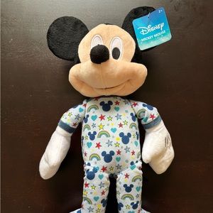 * *RARE* DISNEY Mickey Mouse Plush Just Play Blue Pajamas Rainbows and Hearts